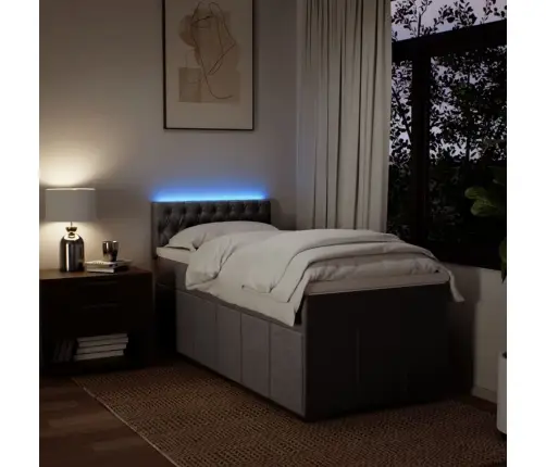 Atsperu Gultas Rāmis Ar Matraci, Pelēkbrūns, 90X200 Cm, Audums Vidaxl