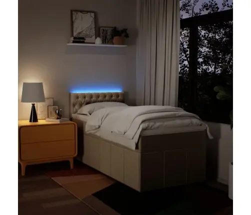 Atsperu Gultas Rāmis Ar Matraci, Krēmkrāsas, 90X200 Cm, Audums Vidaxl