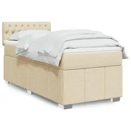 Atsperu Gultas Rāmis Ar Matraci, Krēmkrāsas, 90X200 Cm, Audums Vidaxl Atsperu Gultas Rāmis Ar Matraci, Krēmkrāsas, 90X200 Cm, Audums Vidaxl