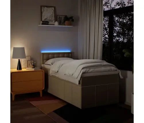 Atsperu Gultas Rāmis Ar Matraci, Krēmkrāsas, 90X200 Cm, Audums Vidaxl