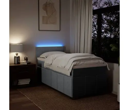 Atsperu Gultas Rāmis Ar Matraci, Gaiši Pelēka Audums, 100X200Cm Vidaxl