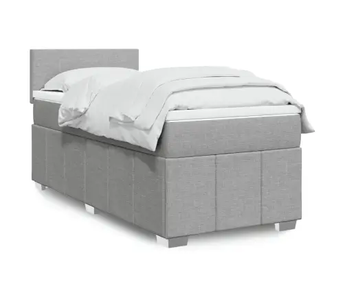 Atsperu Gultas Rāmis Ar Matraci, Gaiši Pelēka Audums, 100X200Cm Vidaxl