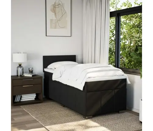 Atsperu Gultas Rāmis Ar Matraci, Melna Audums, 100X200 Cm Vidaxl