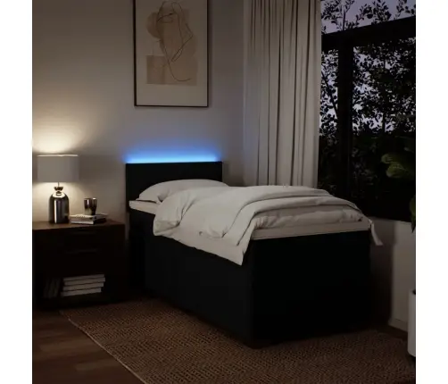 Atsperu Gultas Rāmis Ar Matraci, Melna Audums, 100X200 Cm Vidaxl