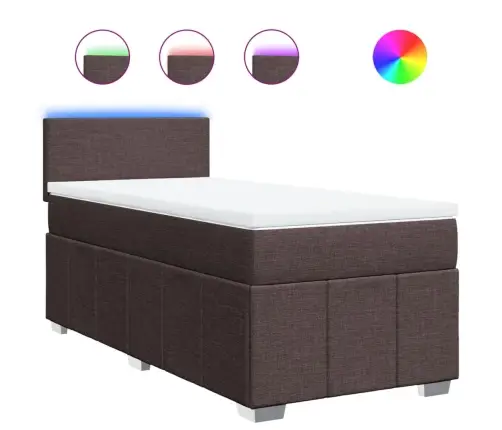 Atsperu Gultas Rāmis Ar Matraci, Tumši Brūna, 100X200Cm, Audums Vidaxl