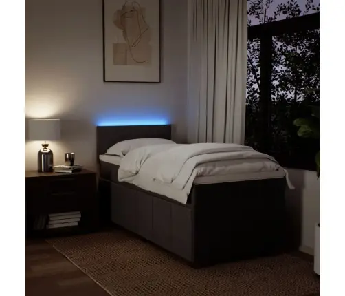 Atsperu Gultas Rāmis Ar Matraci, Tumši Brūna, 100X200Cm, Audums Vidaxl