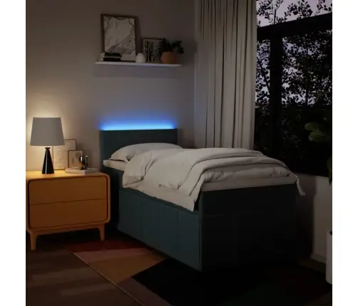 Atsperu Gultas Rāmis Ar Matraci, Zils, 100X200 Cm, Audums Vidaxl