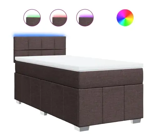 Atsperu Gultas Rāmis Ar Matraci, Tumši Brūna, 100X200Cm, Audums Vidaxl