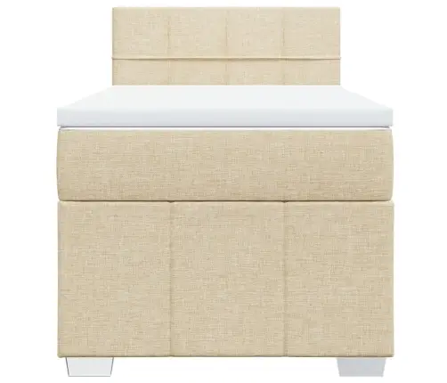 Atsperu Gultas Rāmis Ar Matraci, Krēmkrāsas, 100X200 Cm, Audums Vidaxl