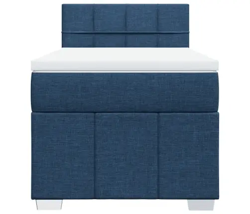 Atsperu Gultas Rāmis Ar Matraci, Zils, 100X200 Cm, Audums Vidaxl