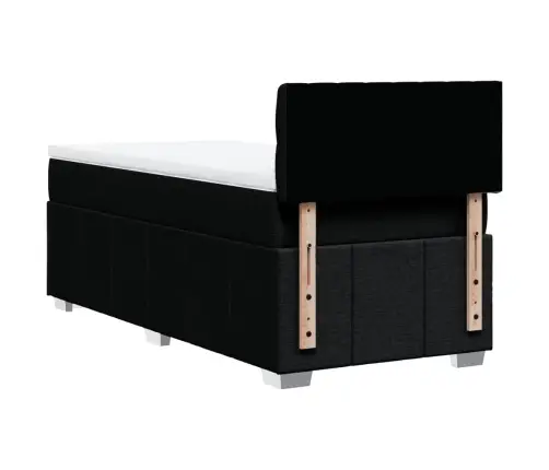 Atsperu Gultas Rāmis Ar Matraci, Melna Audums, 100X200 Cm Vidaxl