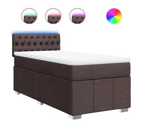 Atsperu Gultas Rāmis Ar Matraci, Tumši Brūna, 100X200Cm, Audums Vidaxl