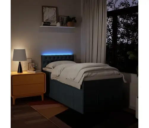 Atsperu Gultas Rāmis Ar Matraci, Zils, 100X200 Cm, Audums Vidaxl