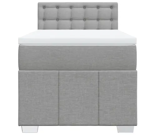 Atsperu Gultas Rāmis Ar Matraci, Gaiši Pelēka Audums, 100X200Cm Vidaxl