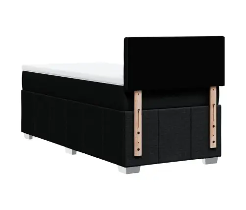 Atsperu Gultas Rāmis Ar Matraci, Melna Audums, 100X200 Cm Vidaxl