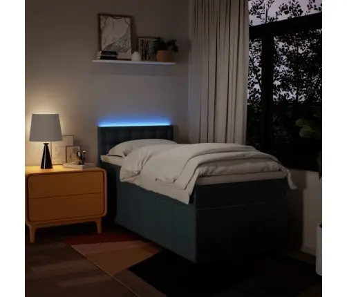 Atsperu Gultas Rāmis Ar Matraci, Zils, 100X200 Cm, Audums Vidaxl