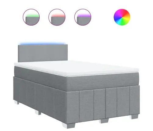 Atsperu Gulta Ar Matraci, Gaiši Pelēka Audums, 120X190 Cm Vidaxl