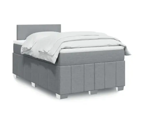 Atsperu Gulta Ar Matraci, Gaiši Pelēka Audums, 120X190 Cm Vidaxl