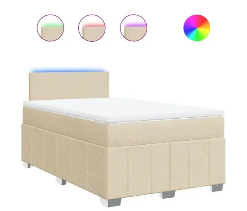 Atsperu Gulta Ar Matraci, Krēmkrāsas Audums, 120X190 Cm Vidaxl