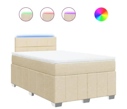 Atsperu Gulta Ar Matraci, Krēmkrāsas Audums, 120X190 Cm Vidaxl