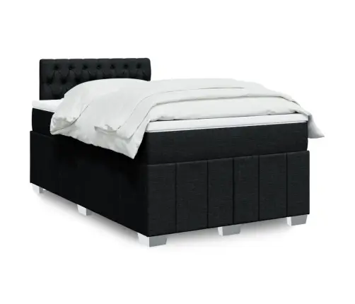 Atsperu Gulta Ar Matraci, Melns Audums, 120X190 Cm Vidaxl