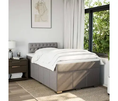 Atsperu Gulta Ar Matraci, Pelēkbrūns Audums, 120X190 Cm Vidaxl