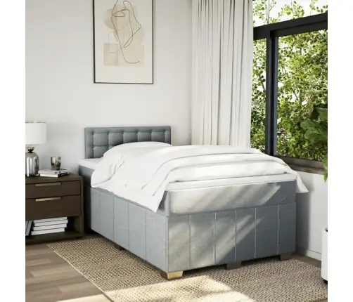 Atsperu Gulta Ar Matraci, Gaiši Pelēka Audums, 120X190 Cm Vidaxl