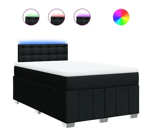 Lova Su Spyruoklėmis Ir Čiužiniu, Juoda, 120X190cm Audinys