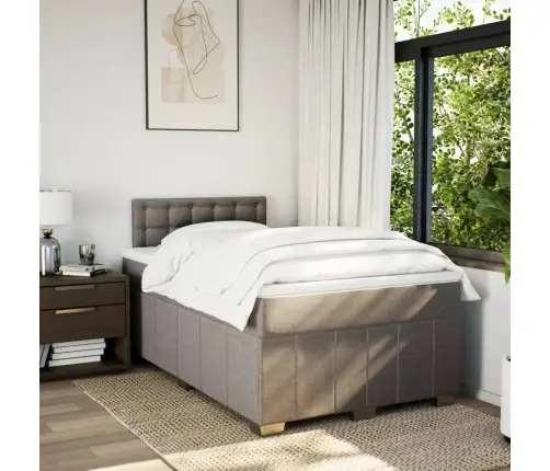 Atsperu Gulta Ar Matraci, Pelēkbrūns Audums, 120X190 Cm Vidaxl