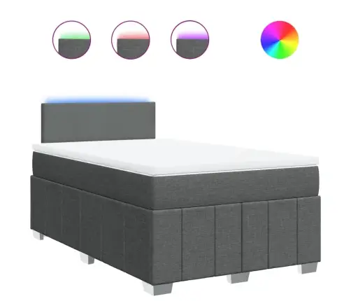 Atsperu Gulta Ar Matraci, Tumši Pelēka Audums, 120X200Cm Vidaxl