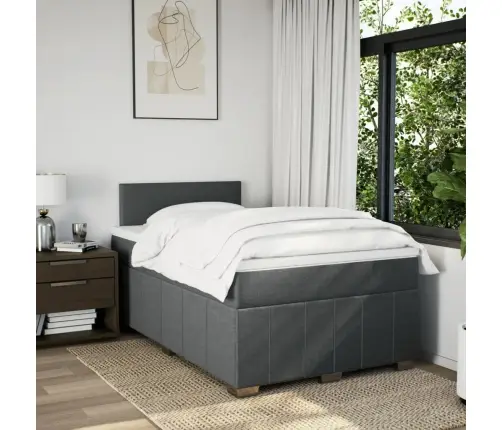 Atsperu Gulta Ar Matraci, Tumši Pelēka Audums, 120X200Cm Vidaxl