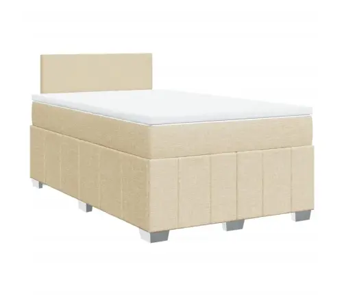 Atsperu Gultas Rāmis Ar Matraci, Krēmkrāsas, 120X200 Cm, Audums Vidaxl