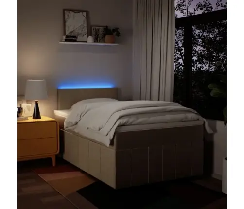 Atsperu Gultas Rāmis Ar Matraci, Krēmkrāsas, 120X200 Cm, Audums Vidaxl