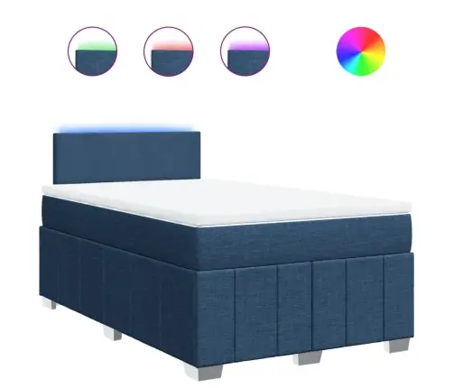 Atsperu Gultas Rāmis Ar Matraci, Zils, 120X200 Cm, Audums Vidaxl