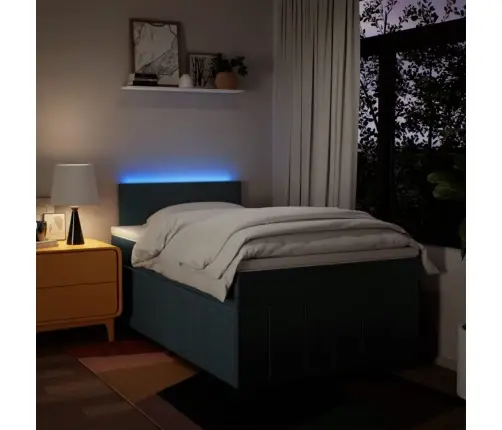 Atsperu Gultas Rāmis Ar Matraci, Zils, 120X200 Cm, Audums Vidaxl