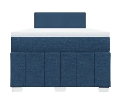 Atsperu Gultas Rāmis Ar Matraci, Zils, 120X200 Cm, Audums Vidaxl