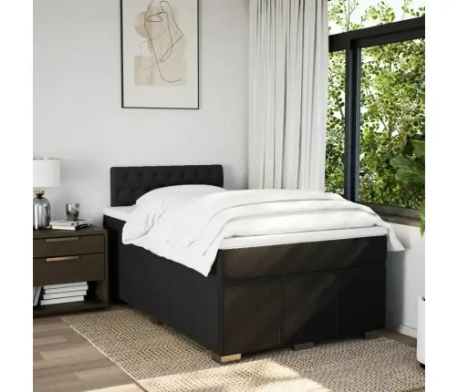 Atsperu Gultas Rāmis Ar Matraci, Melna Audums, 120X200 Cm Vidaxl