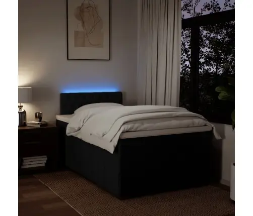 Atsperu Gultas Rāmis Ar Matraci, Melna Audums, 120X200 Cm Vidaxl