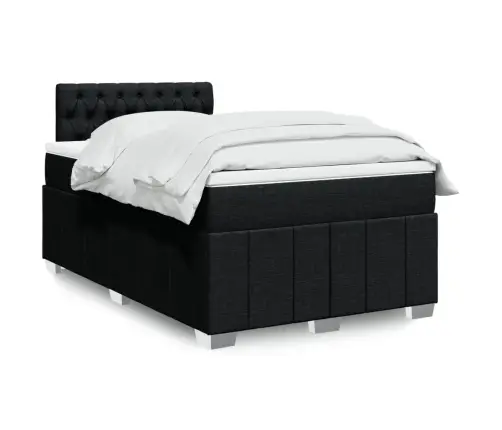 Atsperu Gultas Rāmis Ar Matraci, Melna Audums, 120X200 Cm Vidaxl