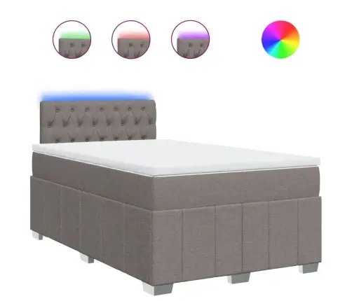 Atsperu Gultas Rāmis Ar Matraci, Pelēkbrūns, 120X200 Cm, Audums Vidaxl