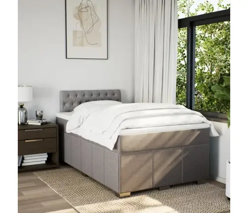 Atsperu Gultas Rāmis Ar Matraci, Pelēkbrūns, 120X200 Cm, Audums Vidaxl