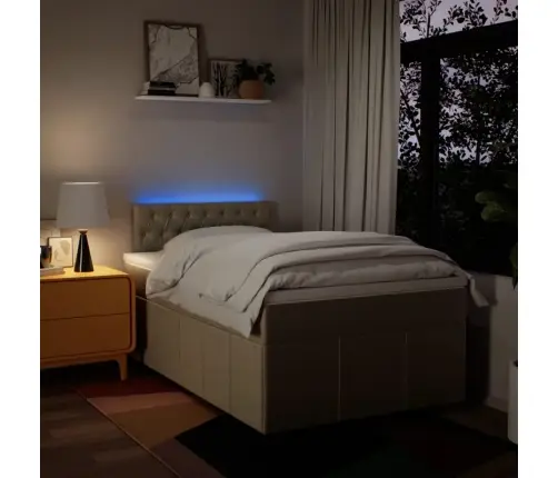 Atsperu Gultas Rāmis Ar Matraci, Krēmkrāsas, 120X200 Cm, Audums Vidaxl