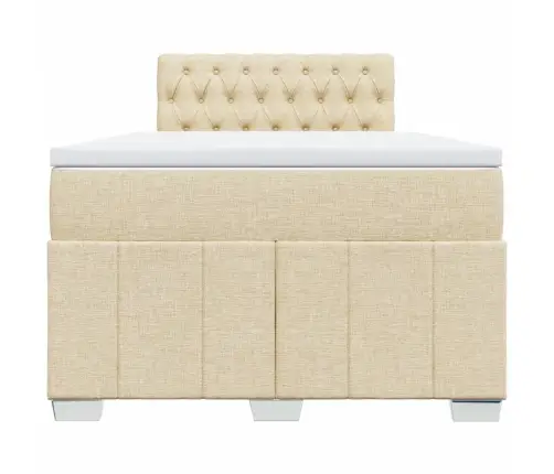 Atsperu Gultas Rāmis Ar Matraci, Krēmkrāsas, 120X200 Cm, Audums Vidaxl