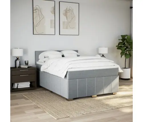 Atsperu Gulta Ar Matraci, Gaiši Pelēka Audums, 140X190 Cm Vidaxl