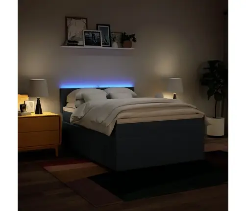 Atsperu Gulta Ar Matraci, Zils Audums, 140X190 Cm Vidaxl