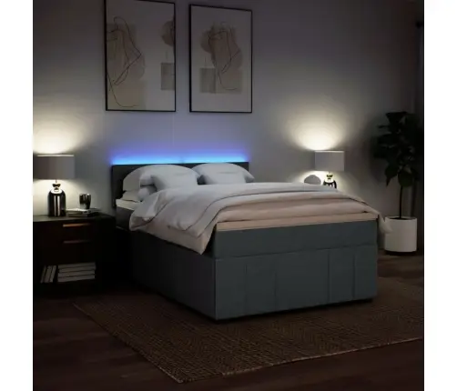 Atsperu Gulta Ar Matraci, Tumši Pelēka Audums, 140X190 Cm Vidaxl