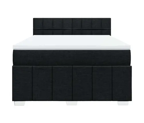 Atsperu Gulta Ar Matraci, Melna Audums, 140X190 Cm Vidaxl