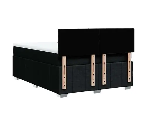 Atsperu Gulta Ar Matraci, Melna Audums, 140X190 Cm Vidaxl