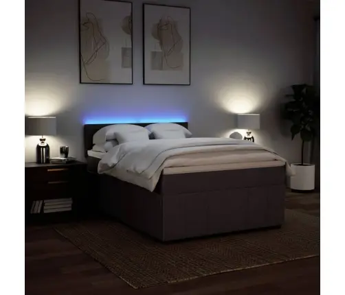 Atsperu Gultas Rāmis Ar Matraci, Tumši Brūna, 140X190Cm, Audums Vidaxl