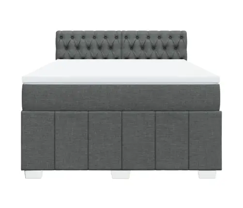 Atsperu Gulta Ar Matraci, Tumši Pelēka Audums, 140X190 Cm Vidaxl